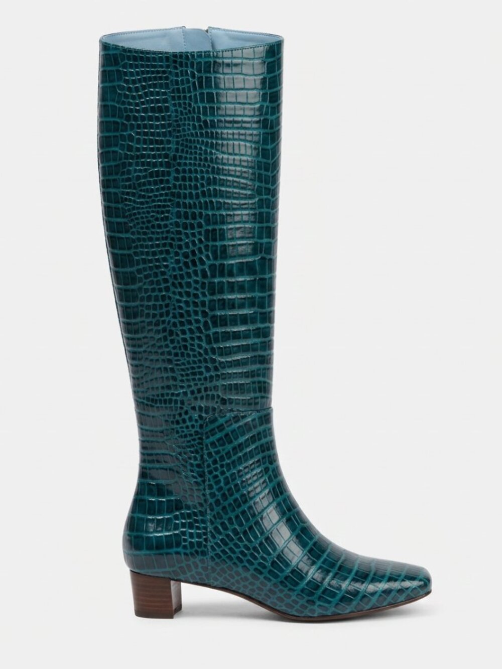 Frances Valentine Mackie Knee-High Boot — Jade Green Croc-Embossed, 8B